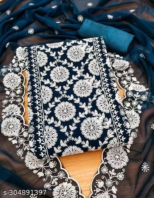 Unstiched Georgette Embroidered Salwar Suits & Dress materials