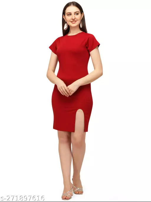 Bodycon Maroon Dresses For Woman