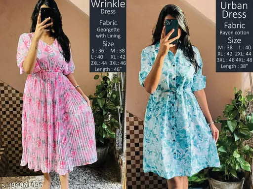STYLISH LONG GEARGETTE FABRIC LONG DRESSS+RATON TUNIC COMBO