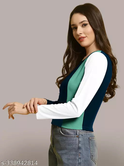 Casual Regular Sleeves Color Block Women Multicolor Top (Women Top | Women Tops | Top | Tops)