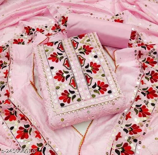 New Arrivals Party Wear Fancy Womens Chanderi Cotton Unstiched Salwar Suit And Dress Materials