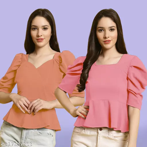 Clasic Casual Fashion Forward Women's Top - Pack of 2