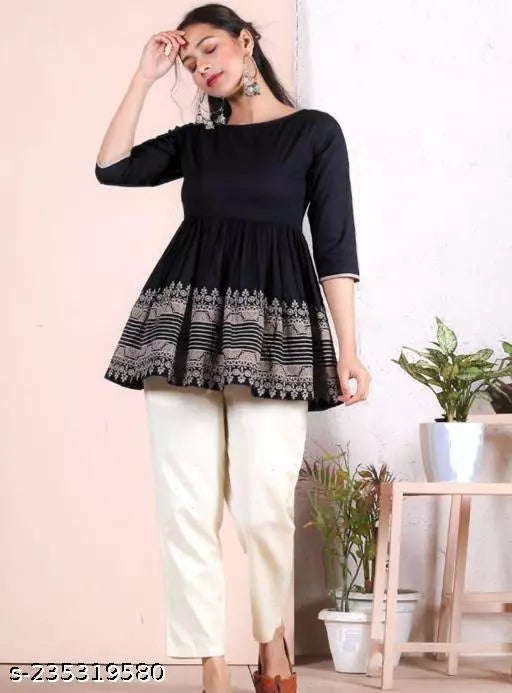Womens rayon printed top trendy top aline top regular top dailywear top festival top printed top
