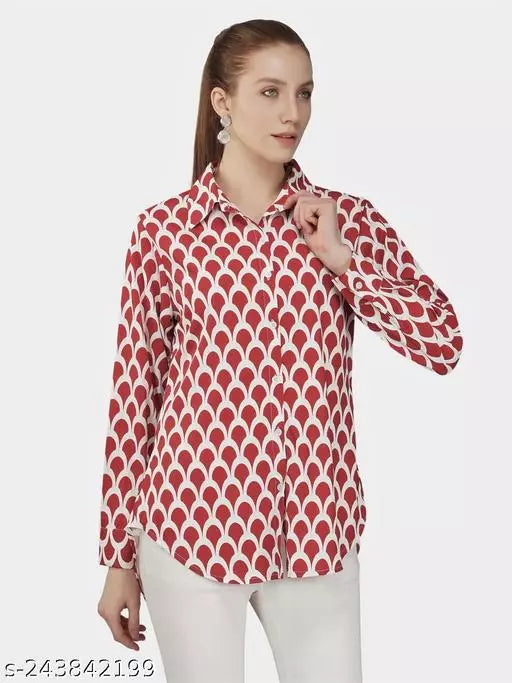 Full Sleeves Collared Front Open Multicolor High Low Long Shirt For Women