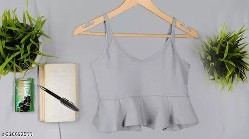 Women's Solid Cotton Rib Knit Crop Tank Top