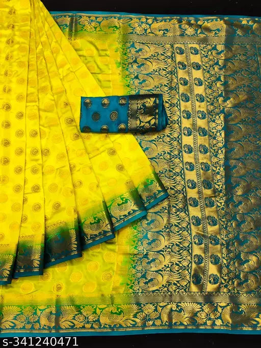 Morpich Fashion Nylon Banarasi Silk Same Border Saree