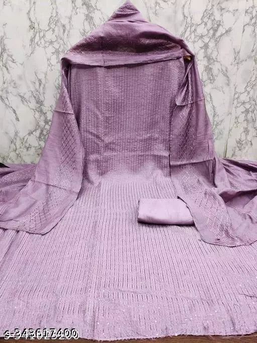 Chanderi Cotton Sequience Work Dress Material For Women