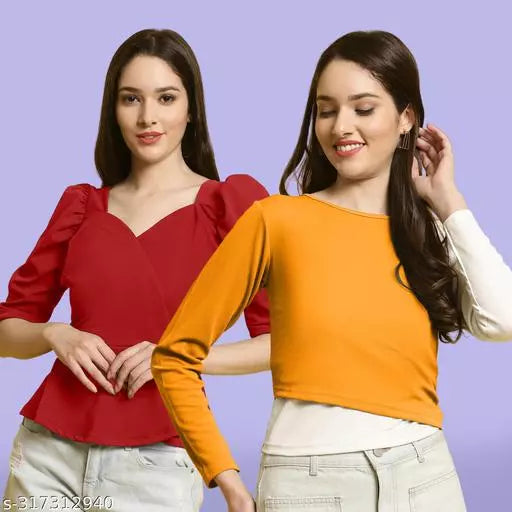 Clasic Casual Fashion Forward Women's Top - Pack of 2
