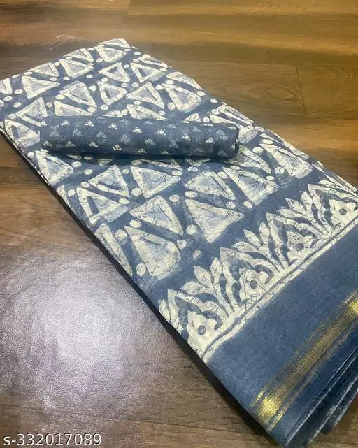 TRIO PRINTED COTTON BLENDED SAREE