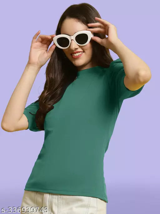 Casual Regular Sleeves Solid Women Mint Green Top (Women Top | Women Tops | Top)