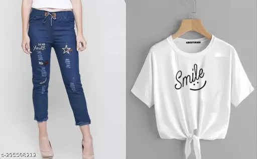 Start print jeans & tshirt dark