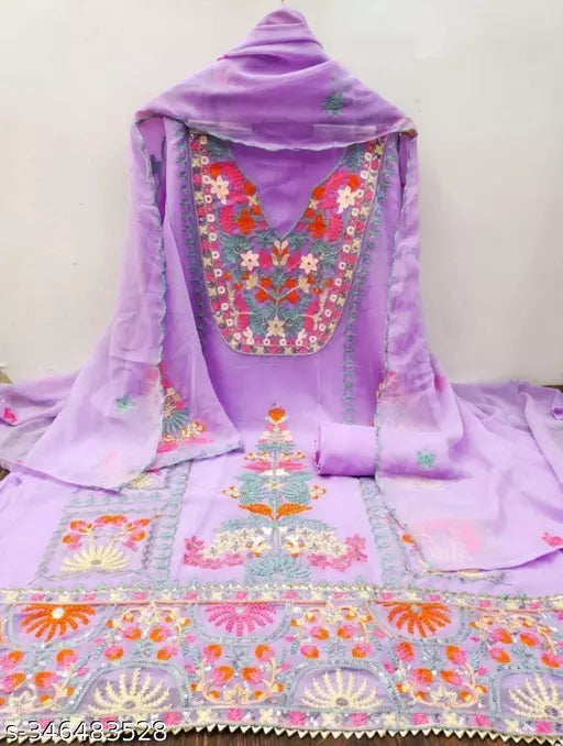 Aagyegi Sensational Salwar suits & Dress Materials Georgette Fancy Heavy Double Thread Embroidered Work womens Suits like party wear And upcoming Festival Wear Salwar Suits