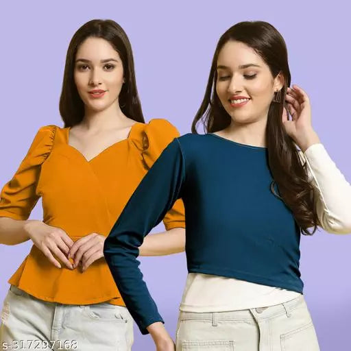 Clasic Casual Fashion Forward Women's Top - Pack of 2