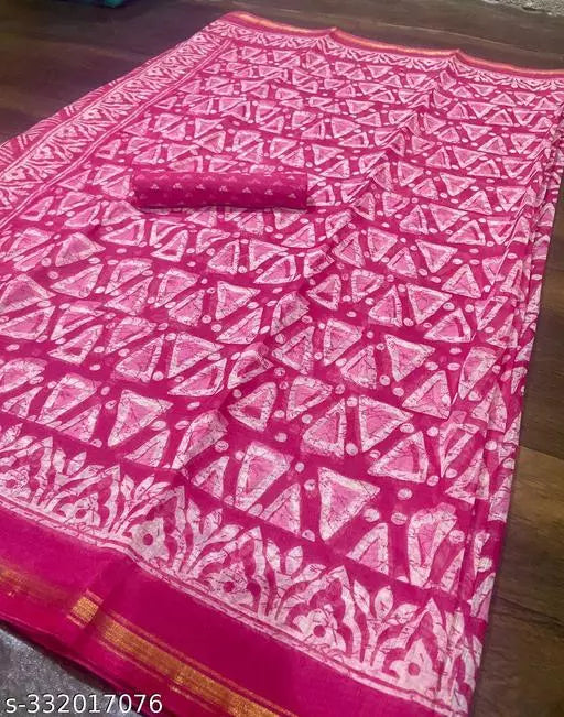 TRIO PRINTED COTTON BLENDED SAREE