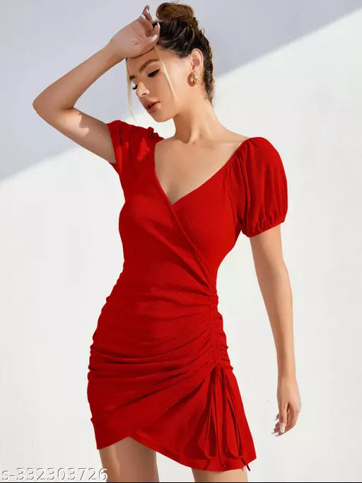 ZUCCHII RED BODYCON DRESS FOR WOMEN AND GIRLS