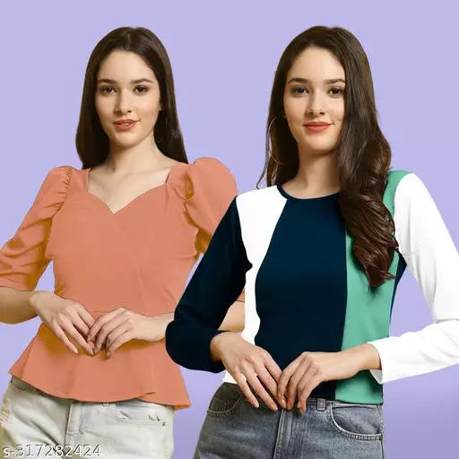 Clasic Casual Fashion Forward Women's Tops - Pack of 2