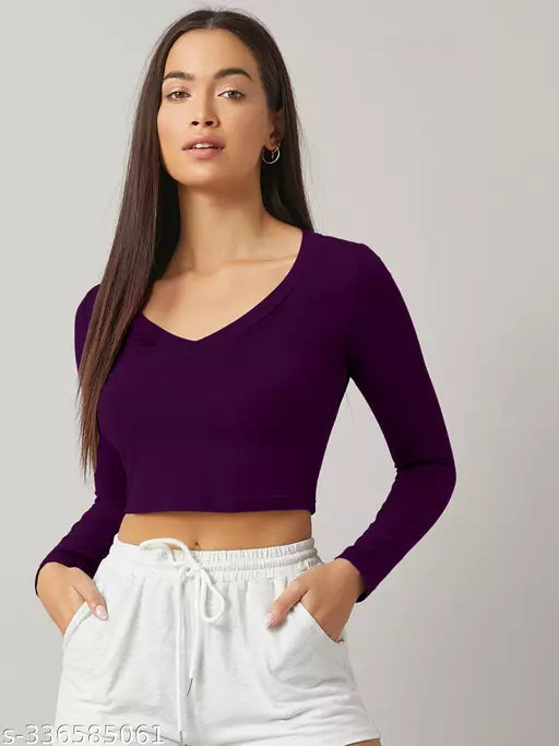 Western Printed V_ Neck Crop Top