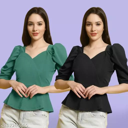 Clasic Casual Fashion Forward Women's Top - Pack of 2