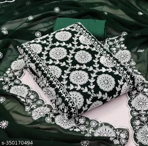 Fancy Top Duppata Full Embroidery Work With Classic Bottom Unstiched Womens Embroidered Georgette salwar suits & Dress materials