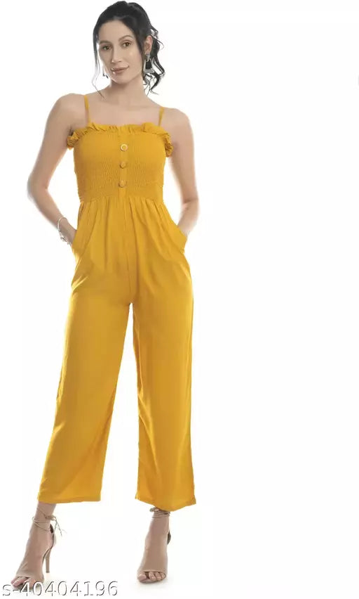 Ali Garments Women Jump Suit | Front Embroidery Smocking