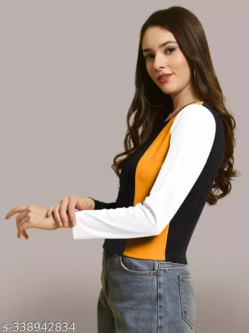 Casual Regular Sleeves Color Block Women Multicolor Top (Women Top | Women Tops | Top | Tops)