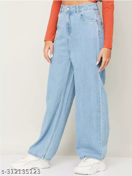 SAANU'S FASHION - STYLISH WIDE LEG DENIM JEANS FOR GIRLS & WOMEN