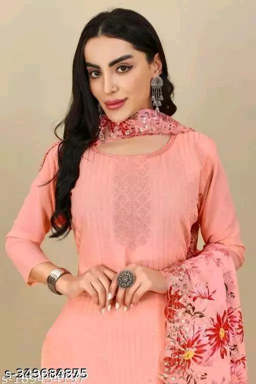 Georgette Dress Material For Womens With Embroidered Work On It