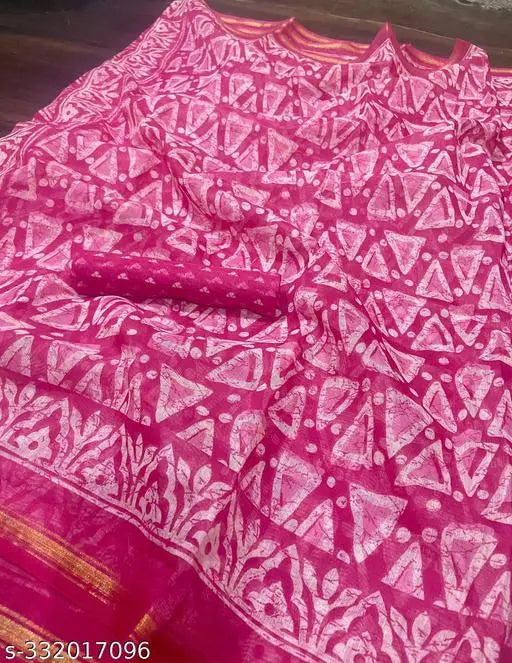 TRIO PRINTED COTTON BLENDED SAREE
