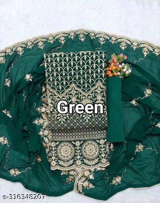 Aagam Fashionable Salwar Suits & Dress Materials Women's Pakistani Patiala Super Festival Wear Floral Embroidered Sequence Work Georgette Salwar Suit & Dress Materials