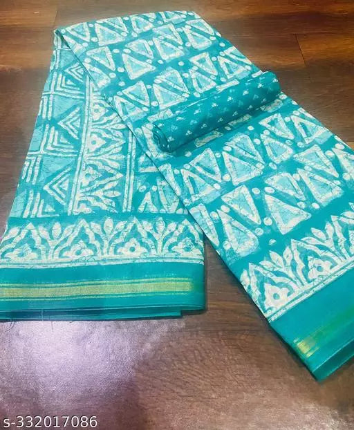TRIO PRINTED COTTON BLENDED SAREE