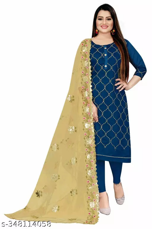 Embroidered Chanderi Dress Material