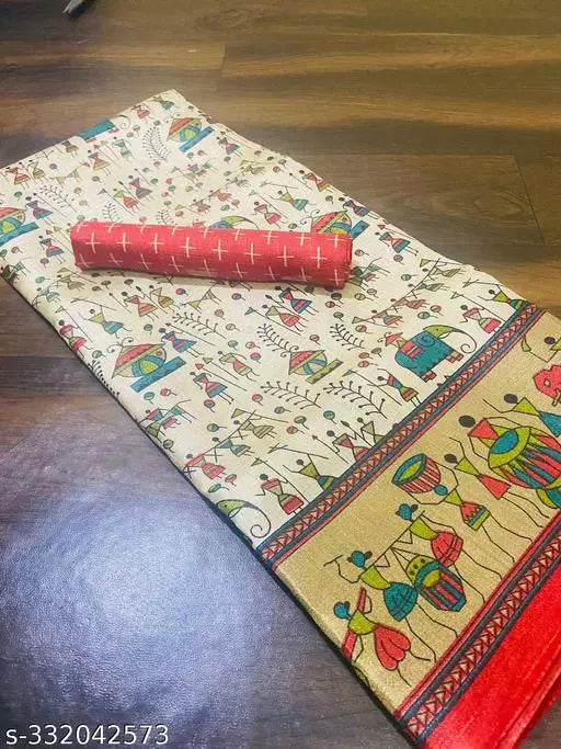 WORLI PRINT KHADI SILK BLENDED LIGHT WEIGHT COMFERTABLE WEAR