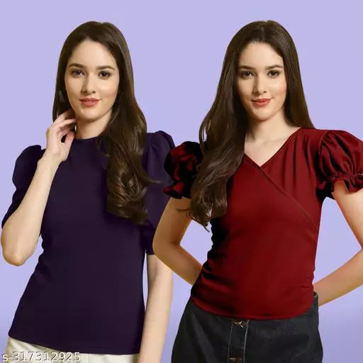 Clasic Casual Fashion Forward Women's Top - Pack of 2