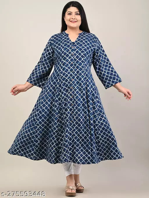 Swasti Plus Size Women Printed Cotton Blend A-line Kurta