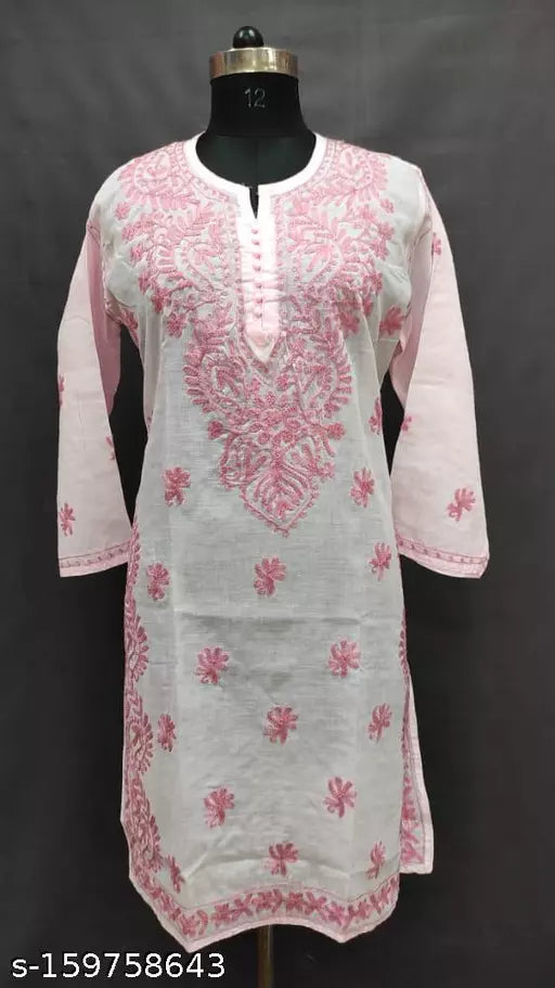 Side Carry Design Aari Cotton Kurti Special Size.