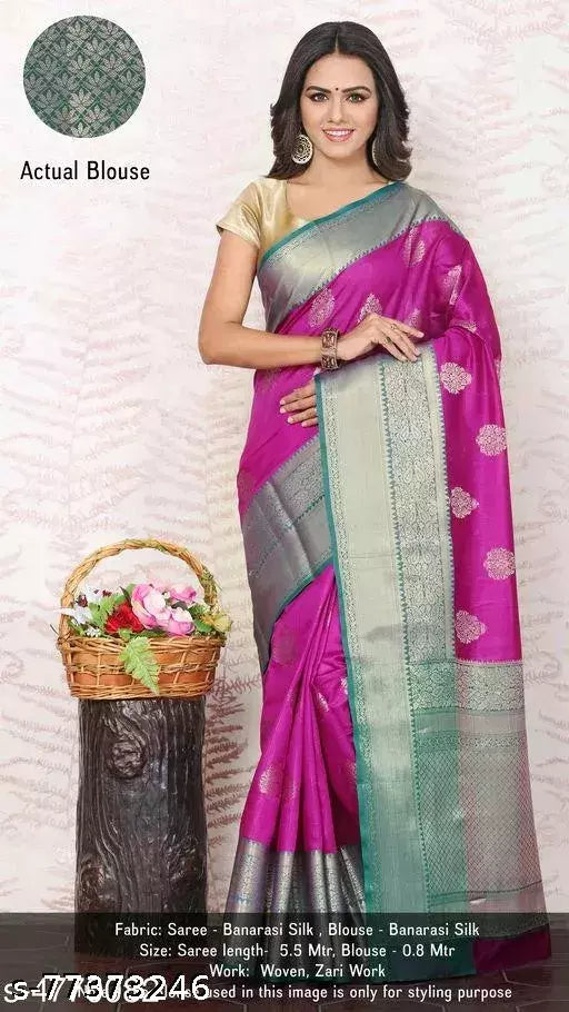Alisha Fashionable Banarasi Silk Sarees With Running Blouse