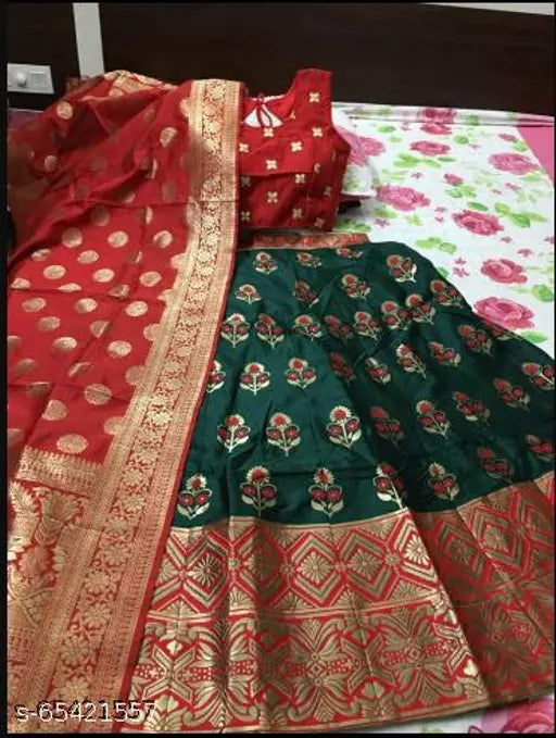 BANARASI SELF DESIGN LEHENGA CHOLI (BLOUSE IS UN-STITCHED) BY VAIDIK