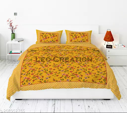 Jaipuri Pure Cotton Double Queen Bedsheet With 2 Pillow Covers