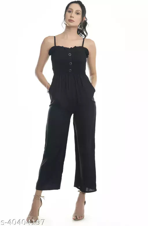 Ali Garments Women Jump Suit | Front Embroidery Smocking