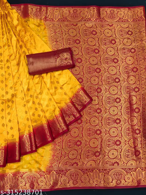 Morpich Fashion Nylon Banarasi Silk Same Border Saree