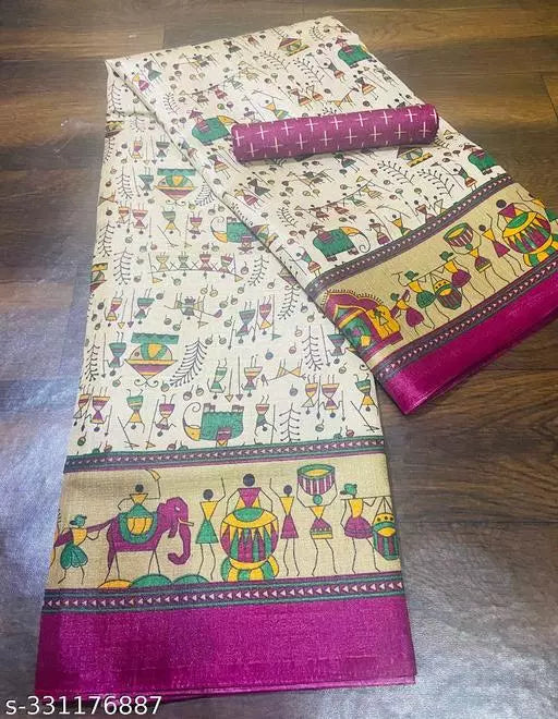 WARLI PRINT KHAADI SILK BLENDED SAREE