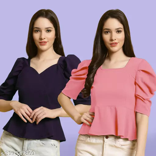 Clasic Casual Fashion Forward Women's Top - Pack of 2