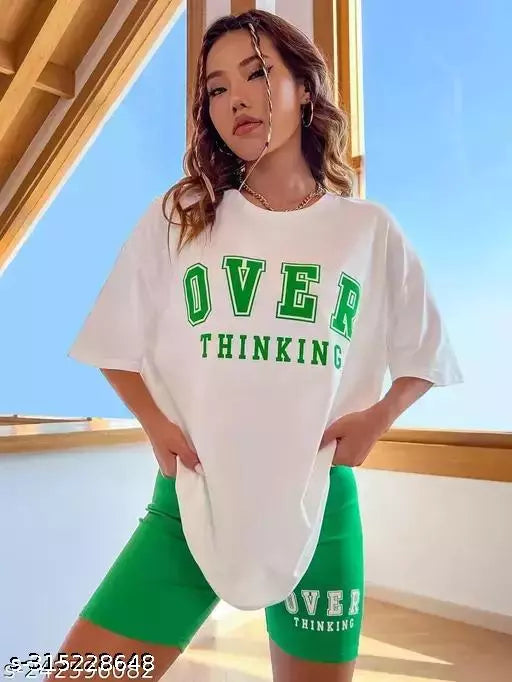 Women's Latest stylish Design Printed Oversize T-shirts Round neck Loose Fit casual T-shirts