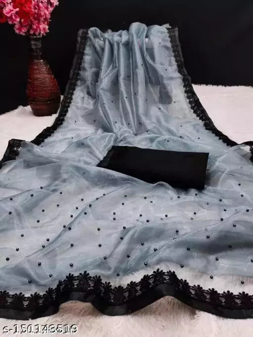 NET GPO FANCY NET SAREE WITH BLOUSE