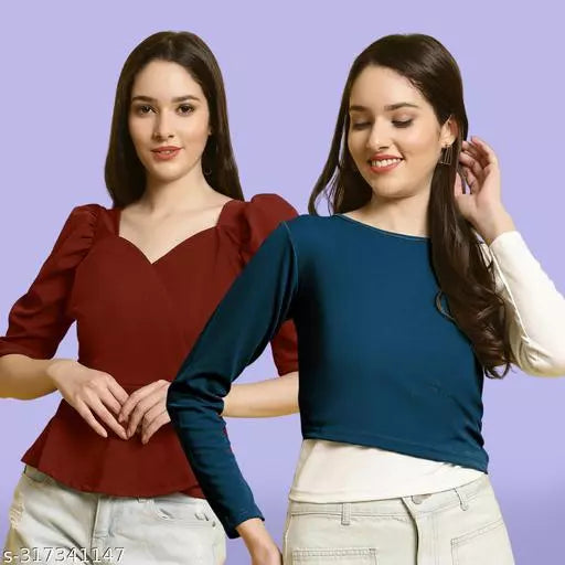 Clasic Casual Fashion Forward Women's Top - Pack of 2