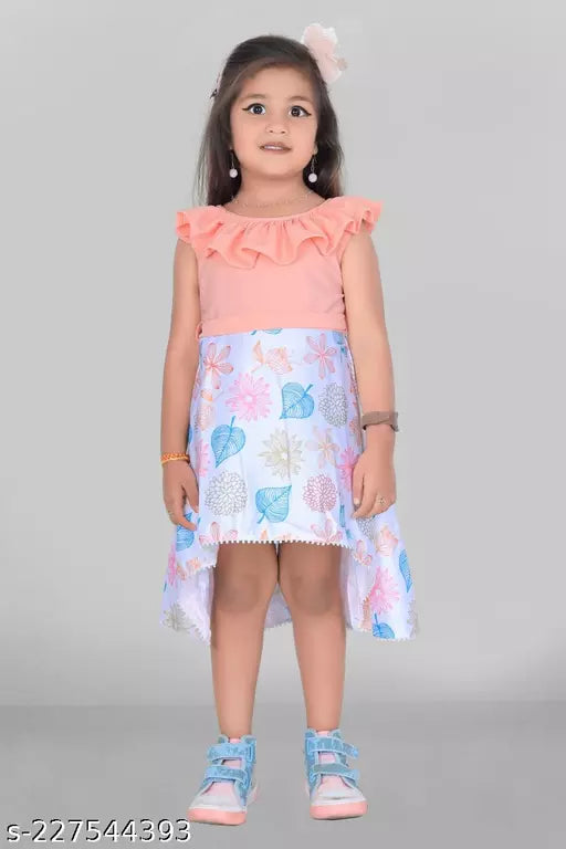 Toddler Girls Floral Print Ruffle Trim Belted Dress