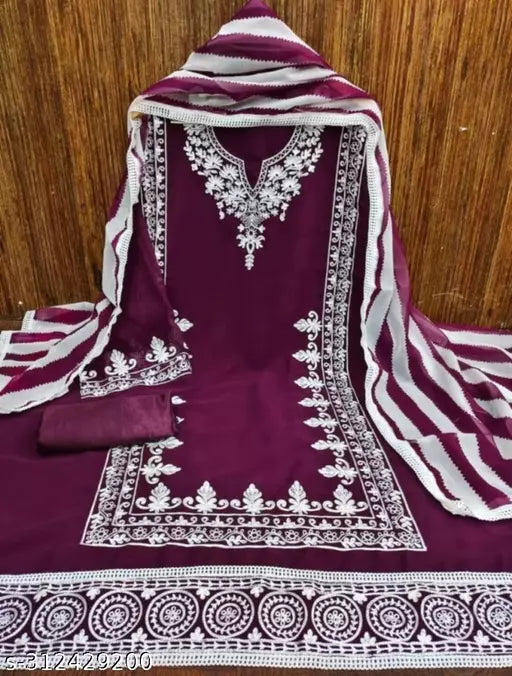Women's Designer Suits Party Wear Purple Georgette Salwar Suits & Dress Materials