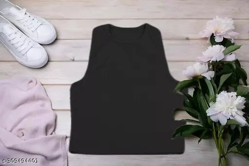 Women's Solid Cotton Rib Knit Crop Tank Top