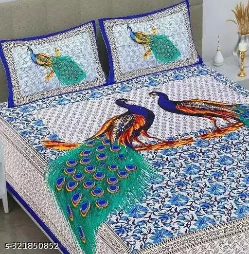 Jaipuri Pure Cotton Double Bedsheet With 2 Pillow Cover