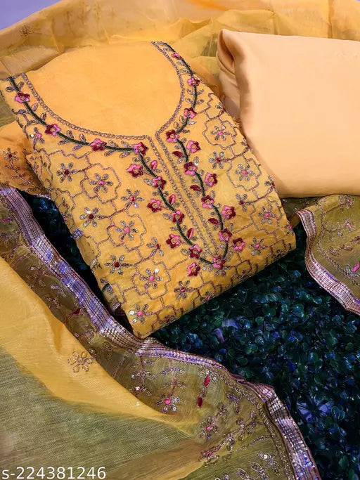 Fancy Designer Embroidered Chanderi Cotton Suit With Full Koding Work Salwar Suit And Dress Materials